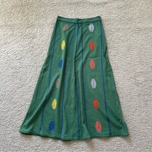 Zara linen blend embroidered midi skirt